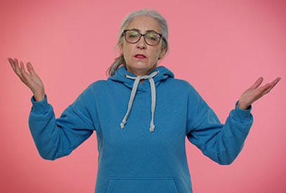 Woman with hands up in air.