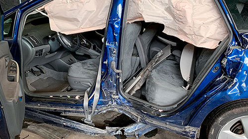 Car after t-bone accident.