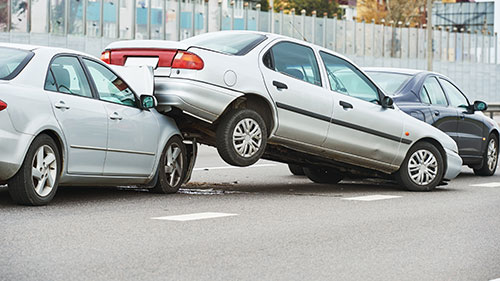 Rear end car collision.