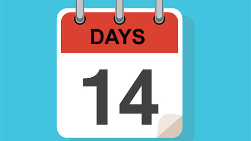 Calendar showing day 14.