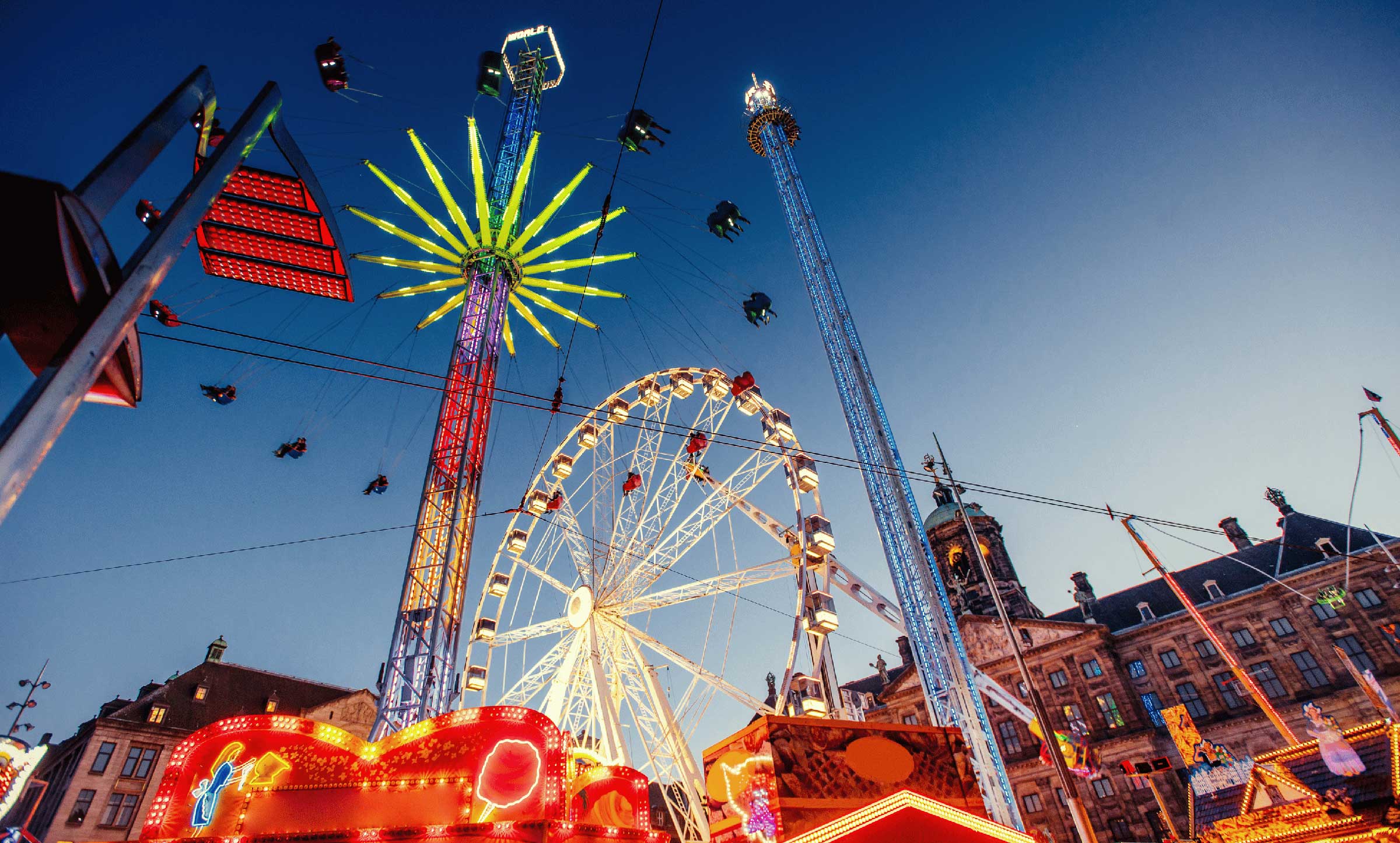 amusement park exammple bright lights colorful rides
