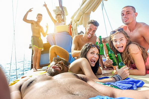 boat party many people with alcohol