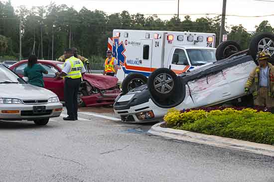 Florida vehicle rollover accident at major intersection