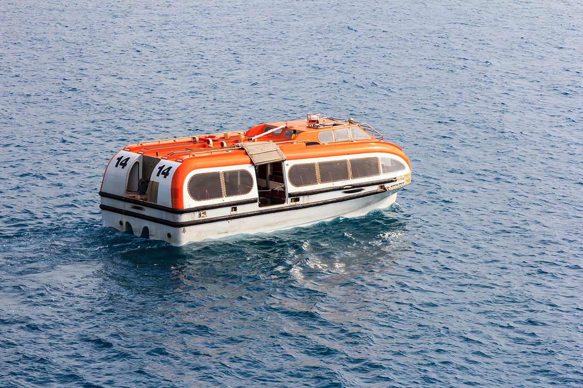 tender of cruise ship in ocean