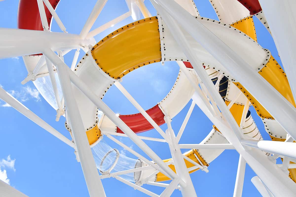 Colorful Plexiglass Enclosed Waterslide on Cruise Ship