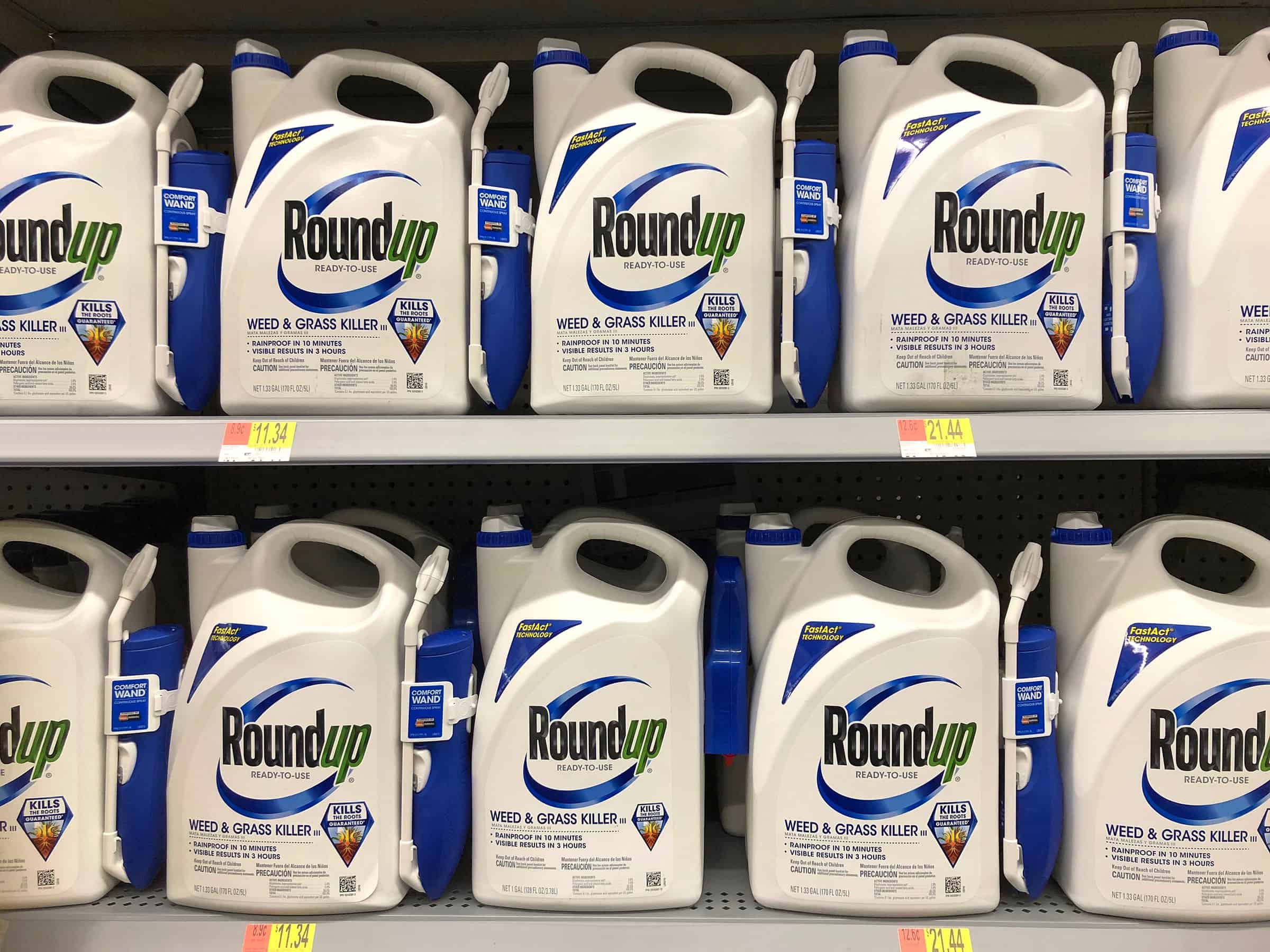 roundup weed killer stocked on store shelves