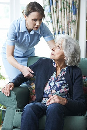 Nursing Home Care Worker Mistreating Senior Woman
