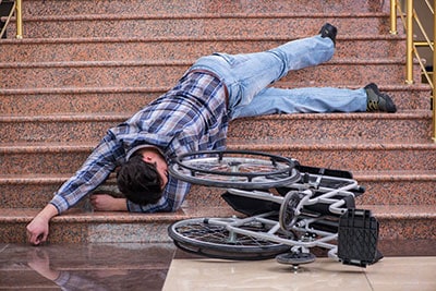 disabled wheelchair bound man falliind down stairs