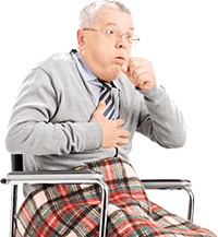 elderly man in wheelchir choking