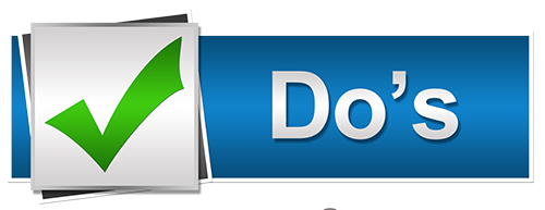 Green check mark next to the word Do's