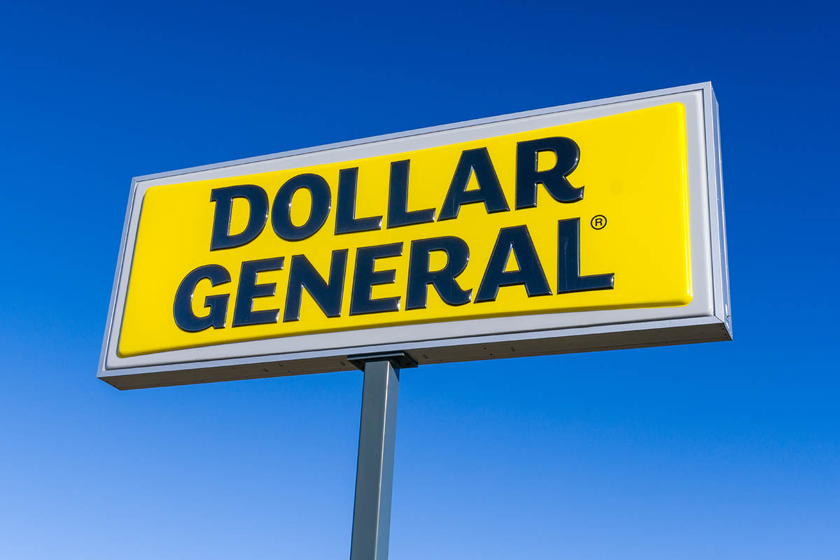 Dollar General Store Sign on Tall  Post