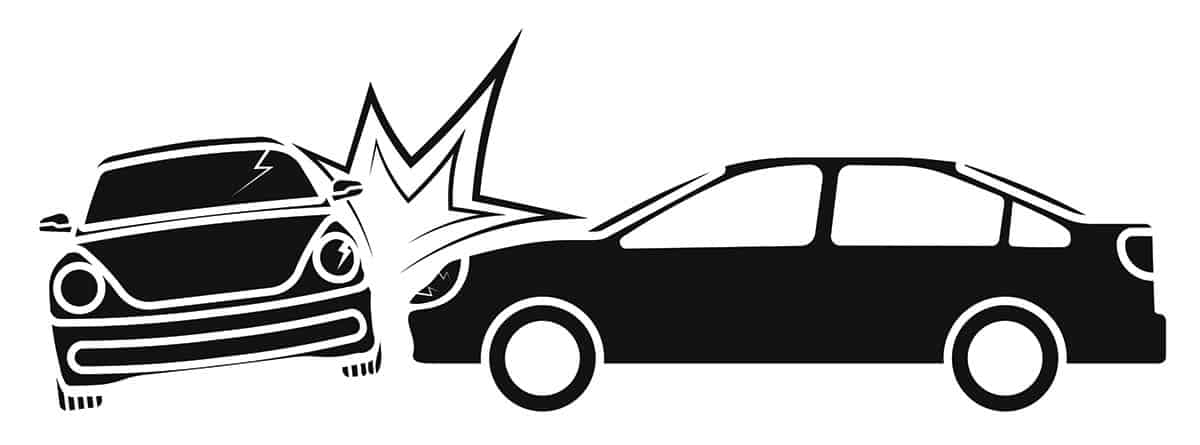 T-bone car accident graphic black and white 