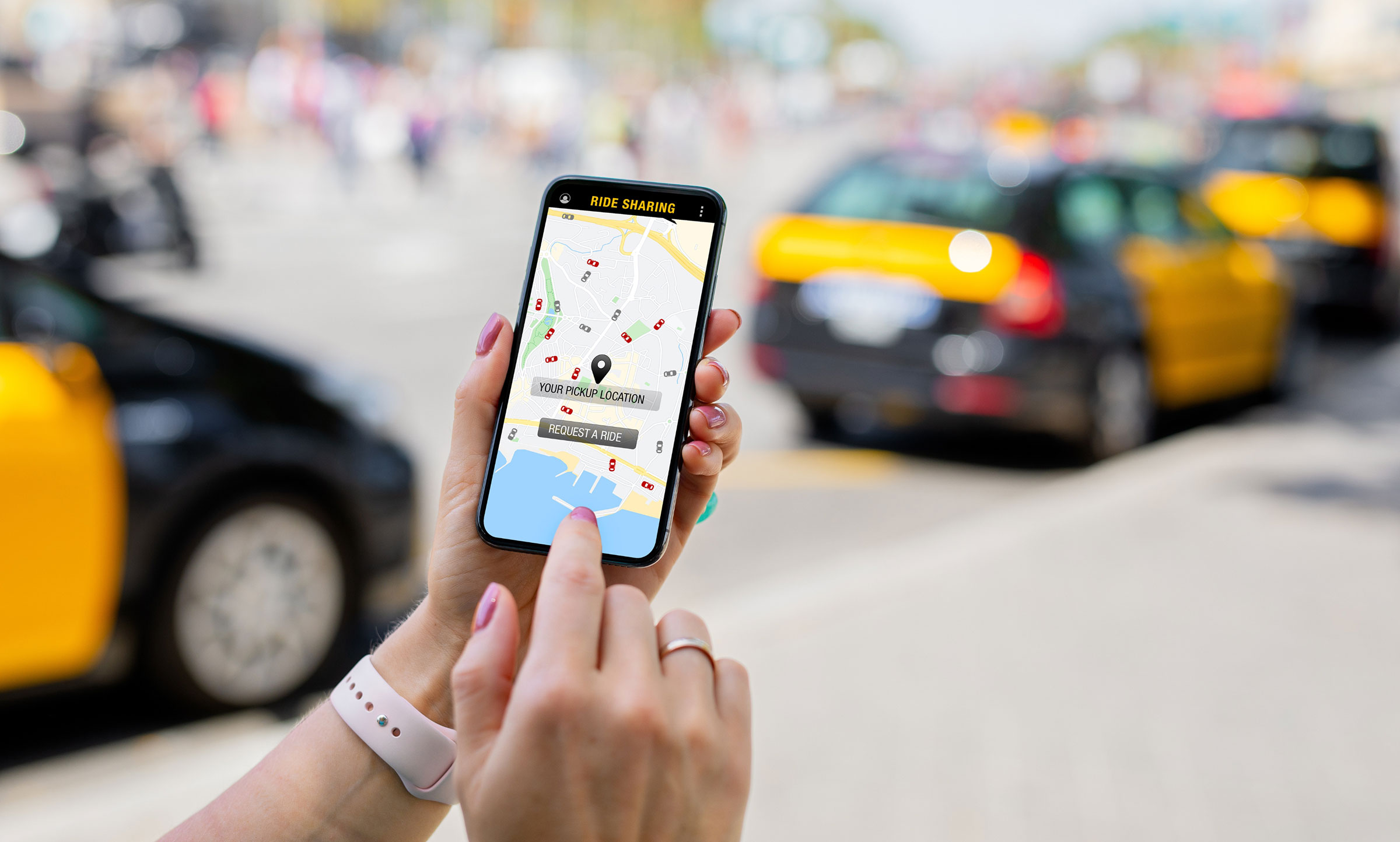 cell phone showing locationi for uber pickup